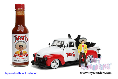 Jada Toys - Chevrolet® Pickup Truck with Charro Man figure Tapatio (1953, 1/24, diecast model car, White/Red) 31968