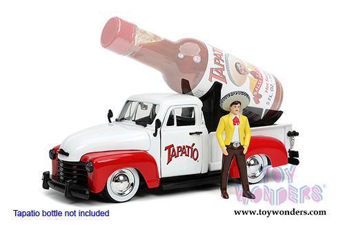 Jada Toys - Chevrolet® Pickup Truck with Charro Man figure Tapatio (1953, 1/24, diecast model car, White/Red) 31968