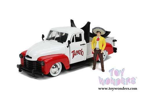 Jada Toys - Chevrolet® Pickup Truck with Charro Man figure Tapatio (1953, 1/24, diecast model car, White/Red) 31968