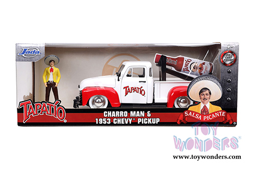 Jada Toys - Chevrolet® Pickup Truck with Charro Man figure Tapatio (1953, 1/24, diecast model car, White/Red) 31968