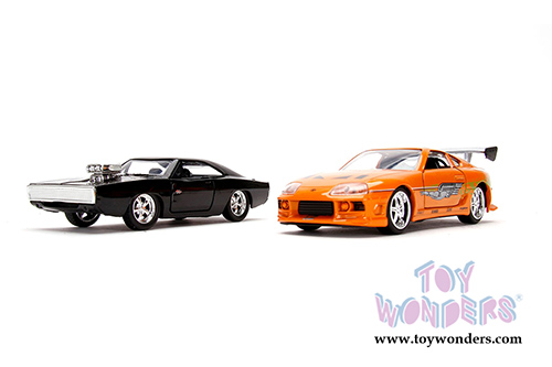 Jada Toys Fast & Furious - Twin Pack Brian's Toyota Supra and Dom's Dodge Charger (1/32 scale diecast model car, Asstd.) 31981