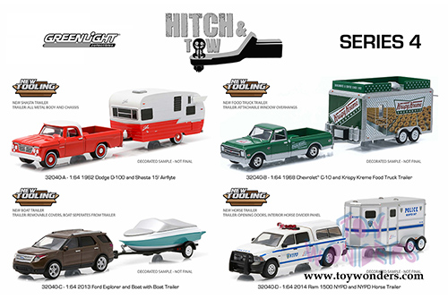 Greenlight - Hitch & Tow Series 4 (1/64 scale diecast model car, Asstd.) 32040/48