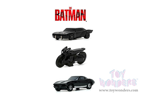 Jada Toys Nano Hollywood Rides | The Batman 2022 Batmobiles 3-Pack (1/65, diecast model car, Asstd.) 32043