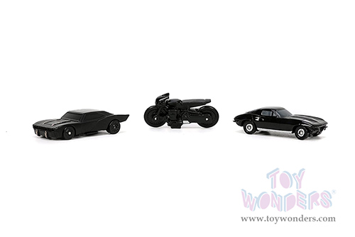 Jada Toys Nano Hollywood Rides | The Batman 2022 Batmobiles 3-Pack (1/65, diecast model car, Asstd.) 32043
