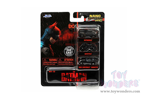 Jada Toys Nano Hollywood Rides | The Batman 2022 Batmobiles 3-Pack (1/65, diecast model car, Asstd.) 32043