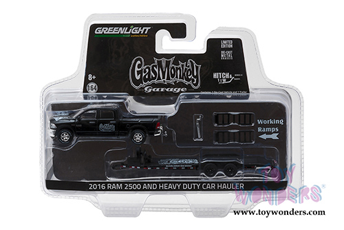 Greenlight - Hitch & Tow Series 8 | Dodge Ram 2500 and Heavy Duty Hauler Gas Monkey Garage (2016, 1/64 scale diecast model car, Black) 32080A