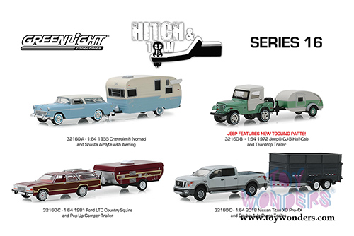 Greenlight - Hitch & Tow Series 16 (1/64 scale diecast model car, Asstd.) 32160/24