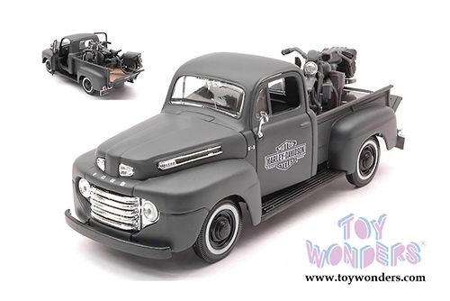 Maisto HD - Ford F-1 Pickup Harley-Davidson / WLA Flathead Motorcycle (1948/ 1942, 1/24 scale diecast model car, Black) 32185BK