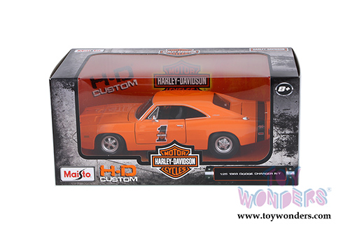 Maisto HD Custom - Dodge Charger R/T #1 Hardtop (1969, 1/25 scale diecast model car, Orange) 32196OR