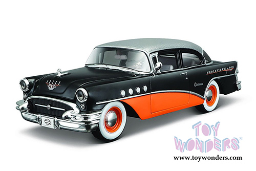 Maisto HD Custom - Buick Century&trade; Hardtop (1955, 1/26 scale diecast model car, Black/Orange) 32197BK