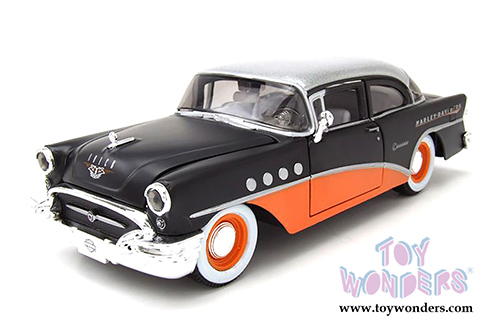 Maisto HD Custom - Buick Century&trade; Hardtop (1955, 1/26 scale diecast model car, Black/Orange) 32197BK