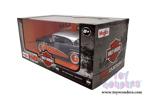 Maisto HD Custom - Buick Century&trade; Hardtop (1955, 1/26 scale diecast model car, Black/Orange) 32197BK