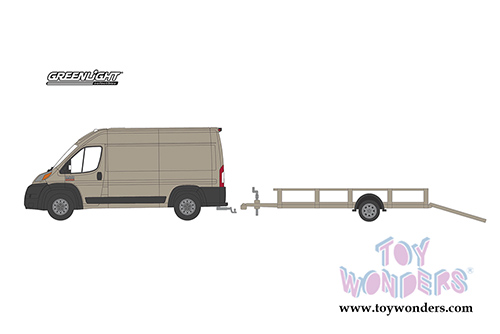 Greenlight - Hitch & Tow Series 21 | Chevrolet&reg; Silverado&trade; 4X4 Pickup Truck with Flatbed Utility Trailer and 2020 Indian&reg; Scout&reg; Bobber Motorcycle (2020, 1/64 scale diecast model car,  Dark Blue Metallic) 32210D/24