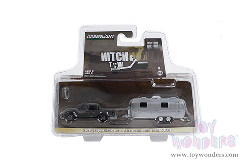 Greenlight - Hitch & Tow Series 23 |  Jeep&reg; Gladiator with Airstream Double-Axle Land Yacht Safari (2020, 1/64 scale diecast model car, Granite Crystal Metallic) 32230B/24