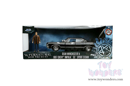 Jada Toys - Hollywood Rides | Supernatural Join The Hunt Chevrolet® Impala SS Sport Sedan with Dean Winchester figurine (1967, 1/24, diecast model car, Black) 32250/4
