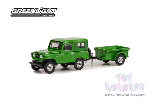 Greenlight - Hitch & Tow Series 25 | Nissan Patrol with 1/4 Ton Cargo Trailer (1972, 1/64 scale diecast model car, Green) 32250A/24