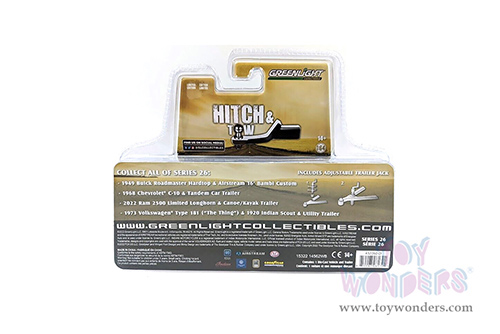 Greenlight - Hitch & Tow Series 26 | Buick Roadmaster Hardtop and Airstream 16' Bambi (1949, 1/64 scale diecast model car, Brown/Tan) 32260A/24