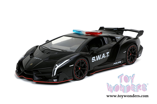 Jada Toys Hyper-Spec - Lamborghini Veneno S.W.A.T. Police Hardtop (1/24, diecast model car, Matte Black) 32261/4