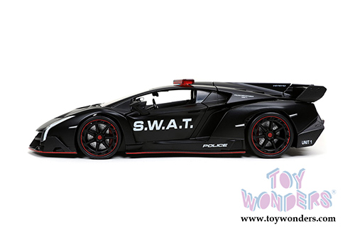 Jada Toys Hyper-Spec - Lamborghini Veneno S.W.A.T. Police Hardtop (1/24, diecast model car, Matte Black) 32261/4