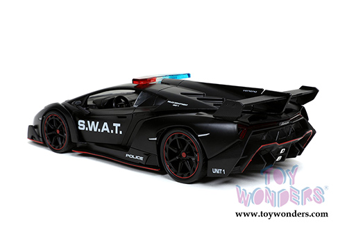 Jada Toys Hyper-Spec - Lamborghini Veneno S.W.A.T. Police Hardtop (1/24, diecast model car, Matte Black) 32261/4