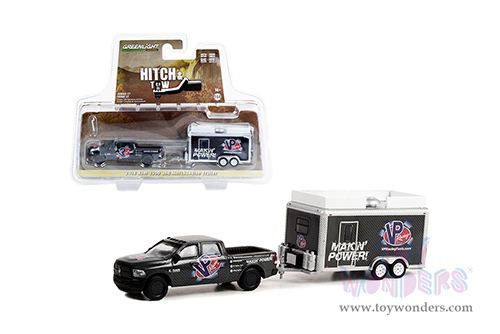 Greenlight - Hitch & Tow Series 27 | RAM 2500 Pickup Truck and Merchandise Trailer "VP Racing Fuels Makin’ Power!" (2018, 1/64 scale diecast model car, Black) 32270C/24