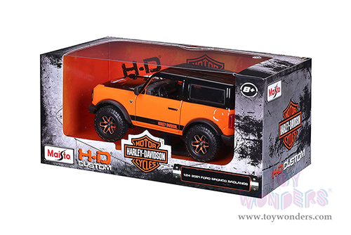 Maisto HD Custom - Ford Bronco Badlands (2021, 1/24 scale diecast model car, Black/Orange) 32272OR