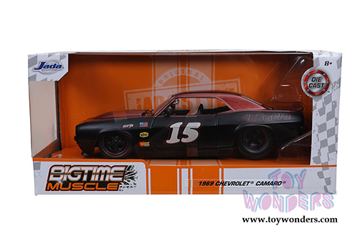 Jada Toys Bigtime Muscle - Chevrolet&reg; Camaro&reg; #15 Hardtop "Jeeger" (1969, 1/24 scale diecast model car, Matte Black/Red) 32303/4