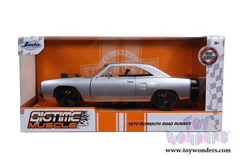 Jada Toys Bigtime Muscles - Plymouth Road Runner Hardtop (1970, 1/24 scale diecast model car, Silver) 32306/4