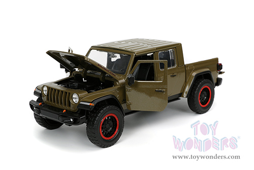 Jada Toys Just Trucks - Jeep® Gladiator Rubicon Pickup Truck with Extra Wheels (2020, 1/24 scale diecast model car, Dark Green) 32307