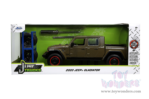 Jada Toys Just Trucks - Jeep® Gladiator Rubicon Pickup Truck with Extra Wheels (2020, 1/24 scale diecast model car, Dark Green) 32307