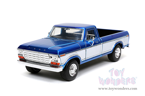 Jada Toys Just Trucks - Ford F-150 Custom Pickup Truck with Extra Wheels (1979, 1/24 scale diecast model car, Candy Blue with White) 32309