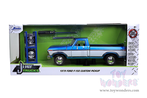Jada Toys Just Trucks - Ford F-150 Custom Pickup Truck with Extra Wheels (1979, 1/24 scale diecast model car, Candy Blue with White) 32309