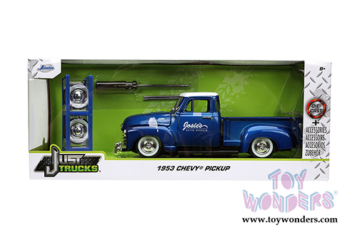 Jada Toys Just Trucks - Chevrolet&reg; 3100 Pickup "Josie's Auto Repair" with Extra Wheels (1953, 1/24 scale diecast model car, Blue/White) 32311/4