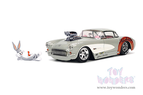 Jada Toys - Hollywood Rides | Looney Tunes&trade; Chevrolet&reg; Corvette&trade; with Bugs Bunny figure (1957, 1/24, diecast model car, Beige) 32390