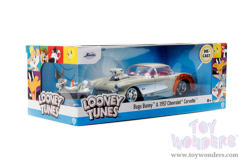 Jada Toys - Hollywood Rides | Looney Tunes&trade; Chevrolet&reg; Corvette&trade; with Bugs Bunny figure (1957, 1/24, diecast model car, Beige) 32390