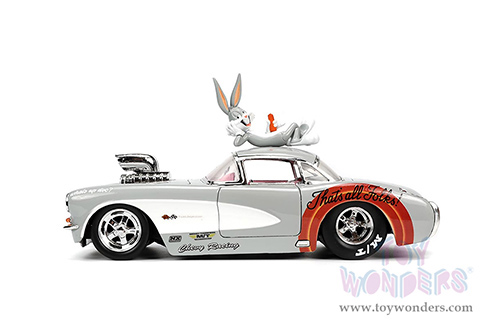 Jada Toys - Hollywood Rides | Looney Tunes&trade; Chevrolet&reg; Corvette&trade; with Bugs Bunny figure (1957, 1/24, diecast model car, Beige) 32390