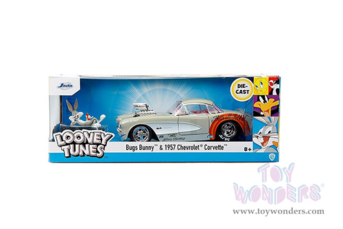 Jada Toys - Hollywood Rides | Looney Tunes&trade; Chevrolet&reg; Corvette&trade; with Bugs Bunny figure (1957, 1/24, diecast model car, Beige) 32390