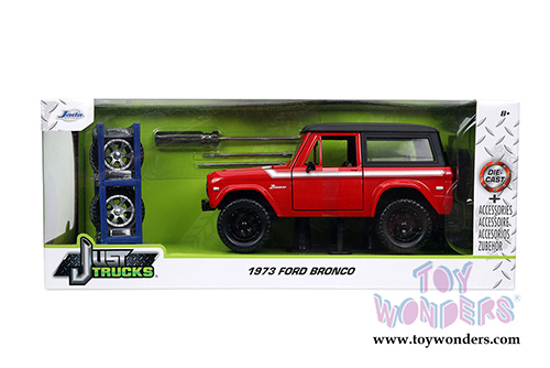 Jada Toys Just Trucks - Ford Bronco with Extra Wheels (1973, 1/24 scale diecast model car, Red/Black) 32425/4
