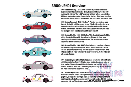 Castline M2 Machines - Auto - Japan | Datsun Assortment Release 1 (1/64 scale diecast model car, Asstd.) 32500/JPN01