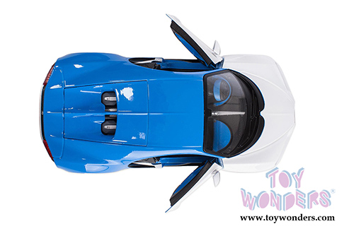 Maisto Design - Exotics | Bugatti Chiron Hardtop (1/24 scale diecast model car, White/Blue) 32509SB