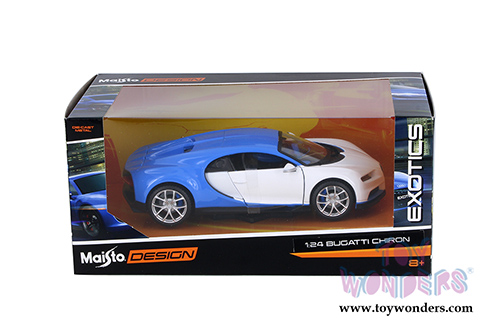 Maisto Design - Exotics | Bugatti Chiron Hardtop (1/24 scale diecast model car, White/Blue) 32509SB