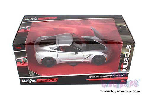 Maisto Design - Modern Muscle | Corvette® Stingray™ Hardtop (2014, 1/24 scale diecast model car, Silver) 32510SV