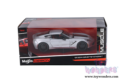 Maisto Design - Modern Muscle | Corvette® Stingray™ Hardtop (2014, 1/24 scale diecast model car, Silver) 32510SV