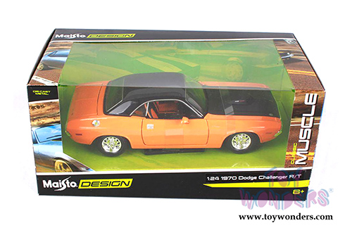 Maisto Design - Classic Muscle | Dodge Challenger R/T Hardtop (1970, 1/24 scale diecast model car, Orange/Black) 32518OR