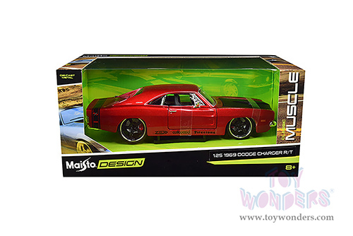 Maisto Design - Classic Muscle | Dodge Charger R/T Hardtop (1969, 1/25 scale diecast model car, Red/Black) 32537R