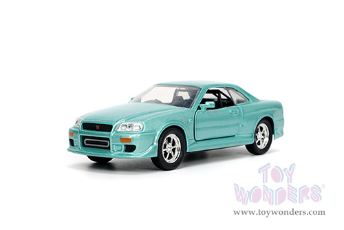 Jada Toys Fast & Furious - Brian's Nissan Skyline GT-R (R34) (1/32 scale diecast model car, Turquoise) 32586