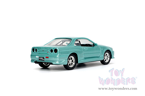 Jada Toys Fast & Furious - Brian's Nissan Skyline GT-R (R34) (1/32 scale diecast model car, Turquoise) 32586