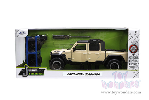 Jada Toys Just Trucks - Jeep® Gladiator Rubicon Pickup Truck with Roof Rack with Extra Wheels (2020, 1/24 scale diecast model car, Cream) 32711