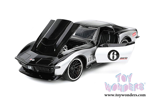 Jada Toys Bigtime Muscle | Chevrolet&reg; Corvette&reg; Stingray ZL-1 #6 Hardtop (1969, 1/24 scale diecast model car, Black/Silver) 32775/4
