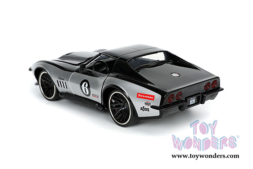 Jada Toys Bigtime Muscle | Chevrolet&reg; Corvette&reg; Stingray ZL-1 #6 Hardtop (1969, 1/24 scale diecast model car, Black/Silver) 32775/4